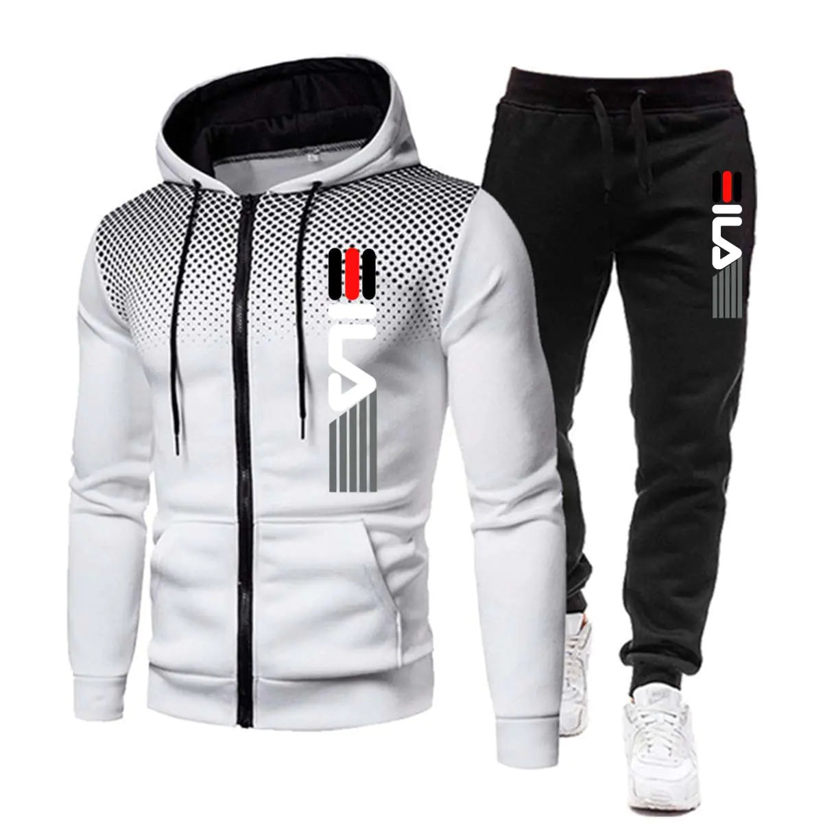 2023 Fall Winter Men's Fleece Dot Tracksuit Set