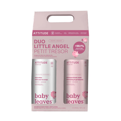 ATTITUDE Baby 2-in-1 Shampoo & Body Wash and Baby Lotion Set EWG Verified Dermatologically Tested Soap and Moisturizing Cream Vegan Unscented 16 Fl Oz each