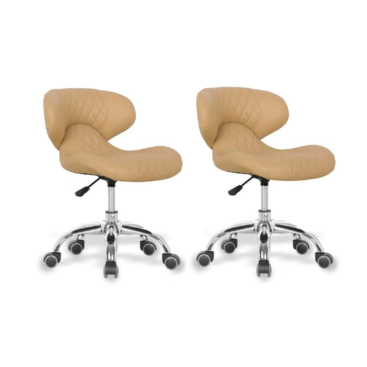 MAYAKOBA Set of 2 Nail Salon Pedicure Stool HugoII Pedicure Chair Short Adjustable Comfort Pneumatic Pump Salon Furniture & Equipment Cream Diamond
