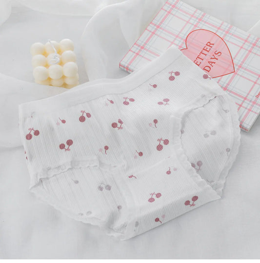 Floral Lace Hem Cotton Underwear