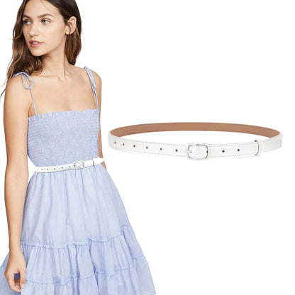 SUOSDEY Women Leather Thin Belt for Dress Jeans Skinny Waist Belt for Women Ladies