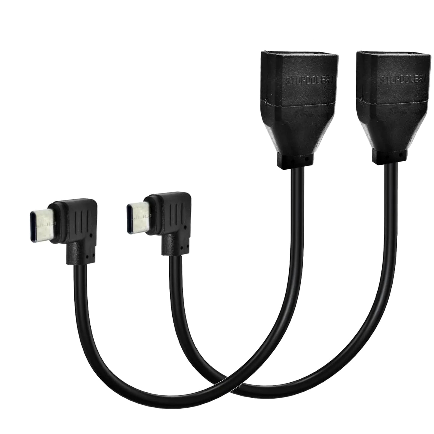 STUPDOLERI 2 Articles USB C to USB Adapter Type C OTG Cable USB 2.0 Type C (USB-C) Male to USB Type A Female OTG Adapter Cable - 25CM (90 Degree USB C to A Up/Down) (OTGCMLE)
