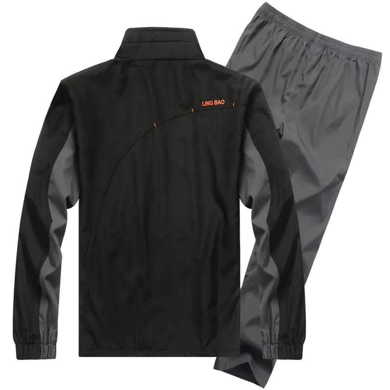 Men's Sports Tracksuit with Color Block Long Sleeves