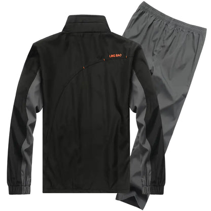 Men's Sports Tracksuit with Color Block Long Sleeves
