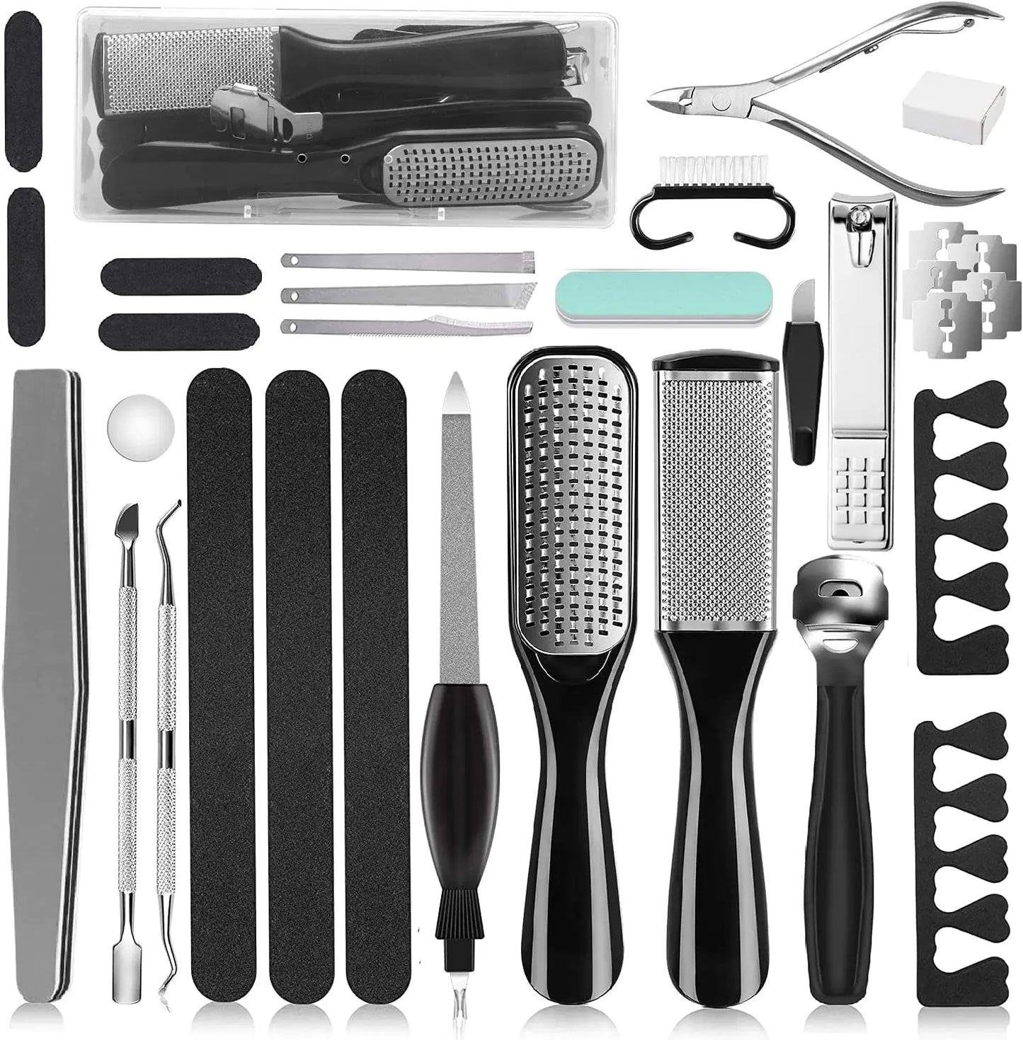 Professional Pedicure Kit 26 in 1 Stainless Steel Foot Care Tools With Foot File and Callus Remover for Men Women Travel