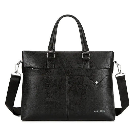Men's Horizontal Leather Briefcase Handbag