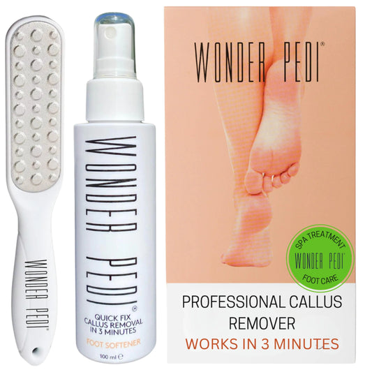Callus Remover Instant Exfoliating Foot Peel Spray Feet Dead Skin Cracked Heels Softener Pedicure Treatment Works with Any Foot File. Wonder Pedi (File + Spray 3.38 FlOz)