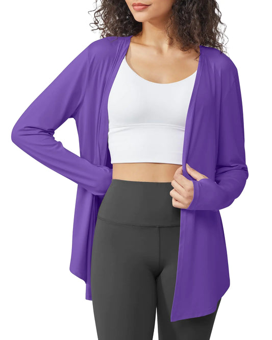 G4Free Lightweight Cardigans for Women UPF 50+ Uv Protection Clothing Long Sleeve Summer Cover Ups with Pockets (Dark PurpleM)