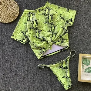 2018 Trending Knot Bikini Set with Half Sleeves