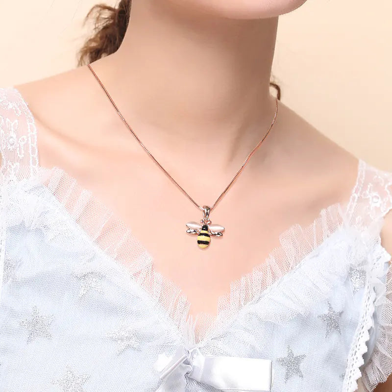 Bee Necklace, Collarbone Necklace, Bee Pendant