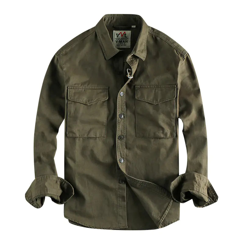 2021 Japanese Retro Workwear Pocket Shirt for Men