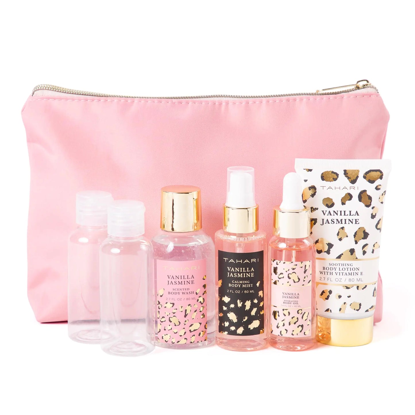Tahari Vanilla Jasmine Spa Gift Set for Women – Luxurious Bath Kit with Body Lotion Body Lotion Body Wash & Body Mist & Oil – Perfect Selfcare Gifts for Women (Leopard)