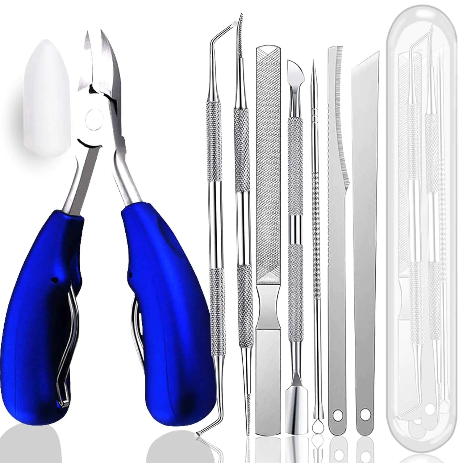 10pcs Ingrown Toenail Pedicure Tool Kit Professional Surgical Stainless Steel Ingrown Toenail Removal Treatment for Nail Correction Polish Pain Relief (Blue)