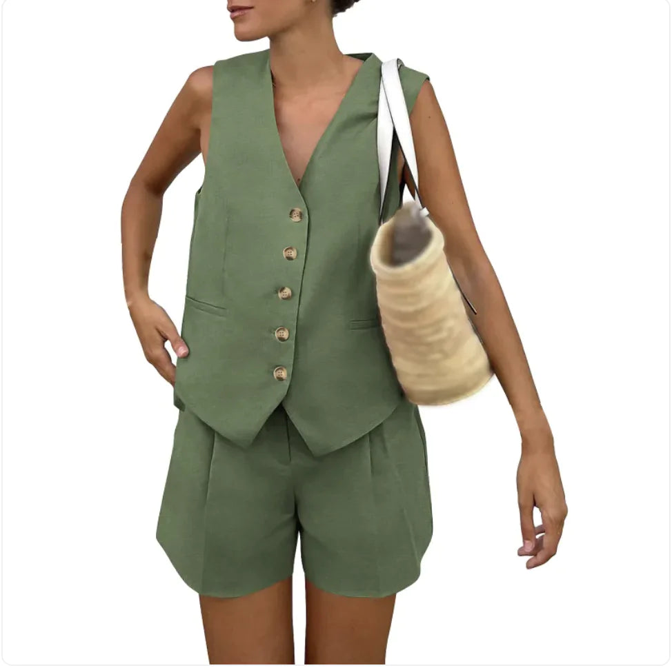 Sleeveless Vest Shorts Casual Suit