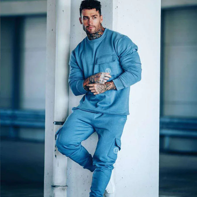 Men's Cotton Casual Hoodie Tracksuit for Autumn Fitness