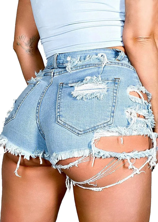 Women Summer mid Rise Waist Denim Shorts Short Shorts for Women hot Pants with Pockets Mini Jean Shorts(Light BlueS)