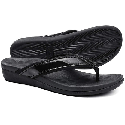 Orkii Ladies Orthotic Flip Flops Pedicure Plantar Fasciitis Healking Sandals high arch Mat Cushion Insole Comfortable Walking Thong Shoes for House black size 11