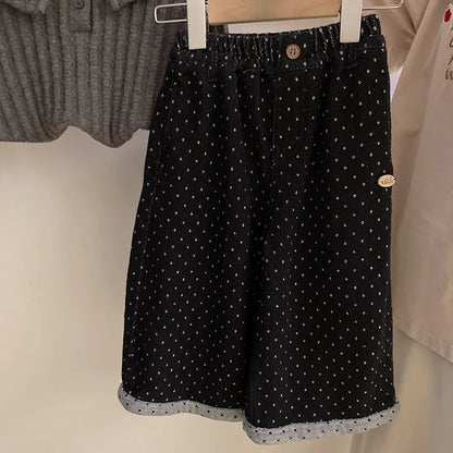 Sweaters Girl Academic Autumn Fashionable Bow Sweater Wave Point Trousers Girl Simple Loose Round Collar 2024 Striped