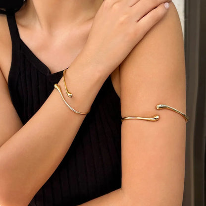Simple Water Drop Open Cuff Bangles Women Trend Geometric Arm Bracelet Aesthetic Jewelry Pulseras Acero Inoxidable Para Mujer 팔찌