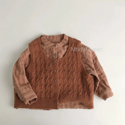 Sweater 2025 Autumn Winter New Children's Clothing Korean Style Boys and Girls Fashion Mohair Twist Knitted Waistcoat Casual