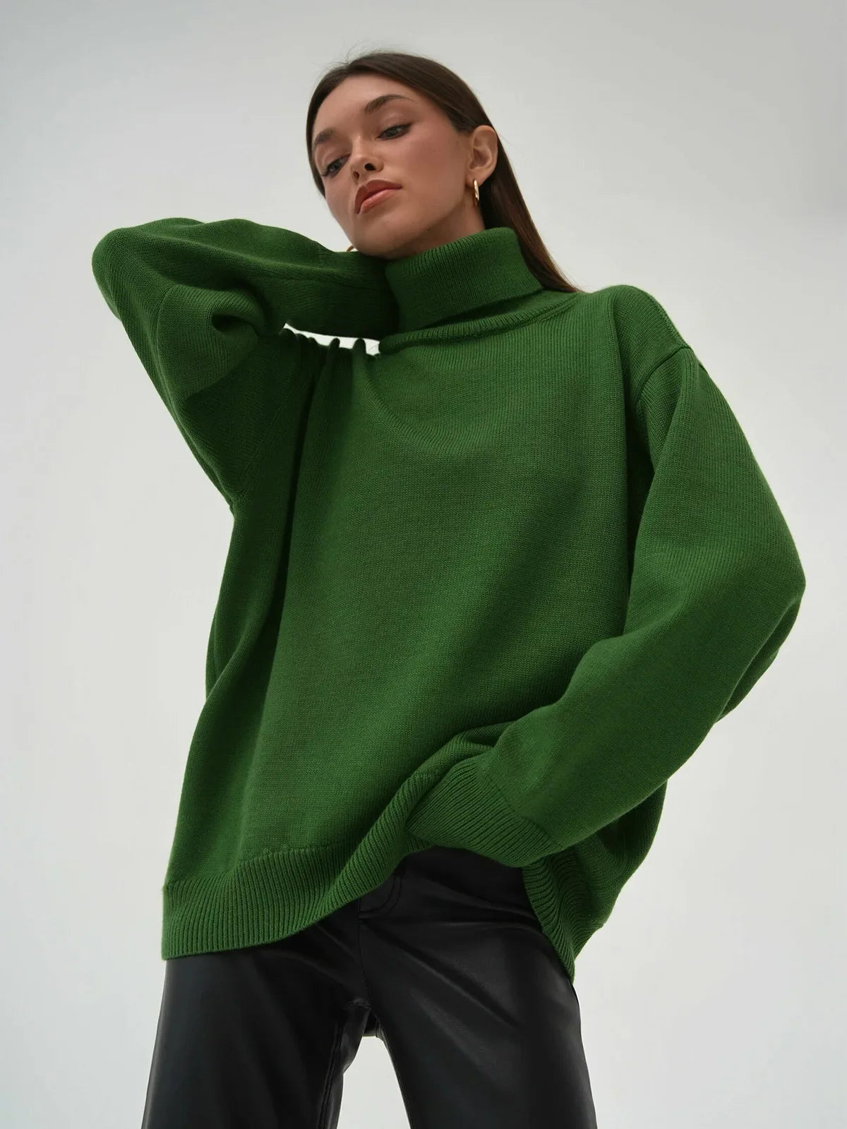 Sweater Women Solid Color Turtleneck Sweater Autumn and Winter Comfortable Loose Classic All-match Temperament Pullover Sweater