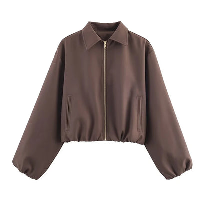 Fashion Short Jackets Coats For Women Turn-down Collar Long Sleeve Coats Casual Female Outerwear Chic Tops