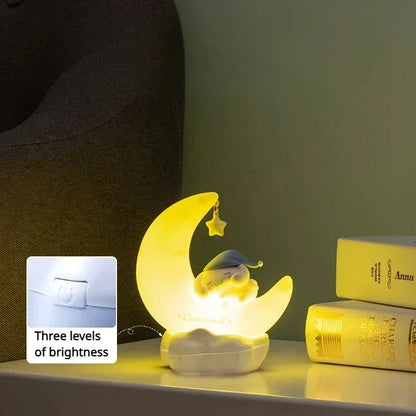 Moon Night Light Cinnamoroll Kuromi Melody LED Light-emitting Ornaments USB Interface Desktop Decoration