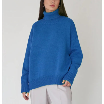 Sweater Women Solid Color Turtleneck Sweater Autumn and Winter Comfortable Loose Classic All-match Temperament Pullover Sweater