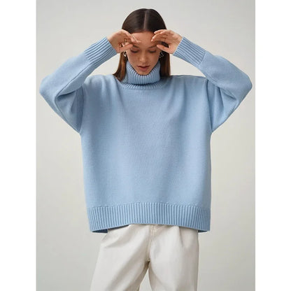 Sweater Women Solid Color Turtleneck Sweater Autumn and Winter Comfortable Loose Classic All-match Temperament Pullover Sweater
