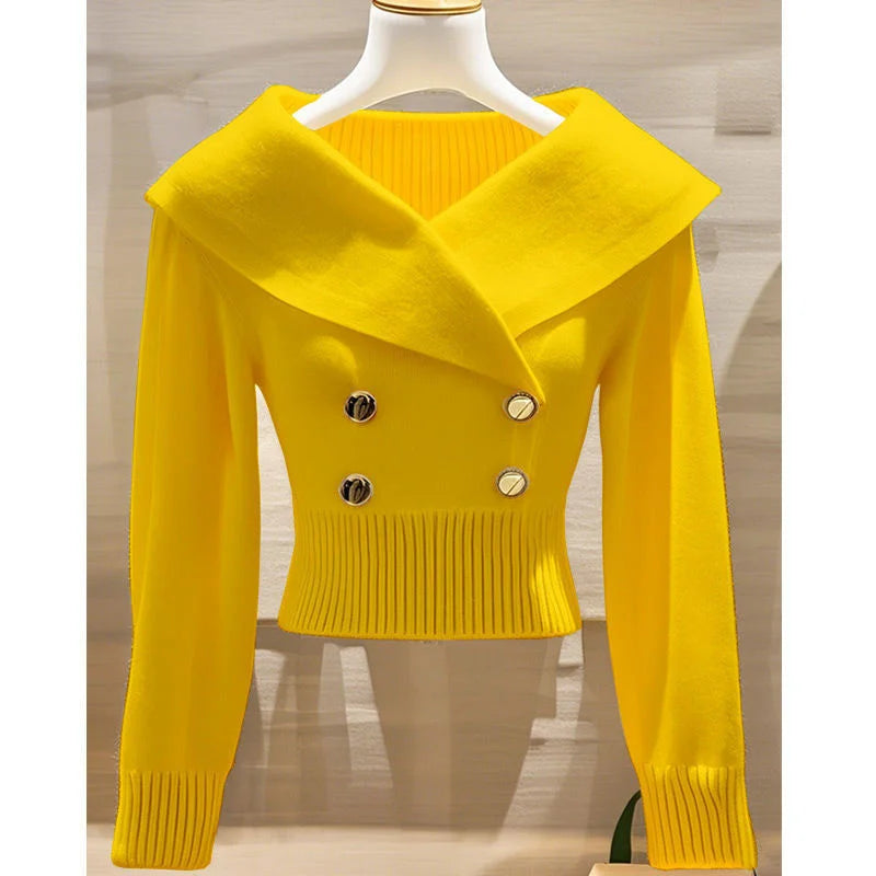 Sweater Women's 2025 New Fashion Autumn Long-Sleeved Temperament Casual Knitwear Female Pullovers Sweater