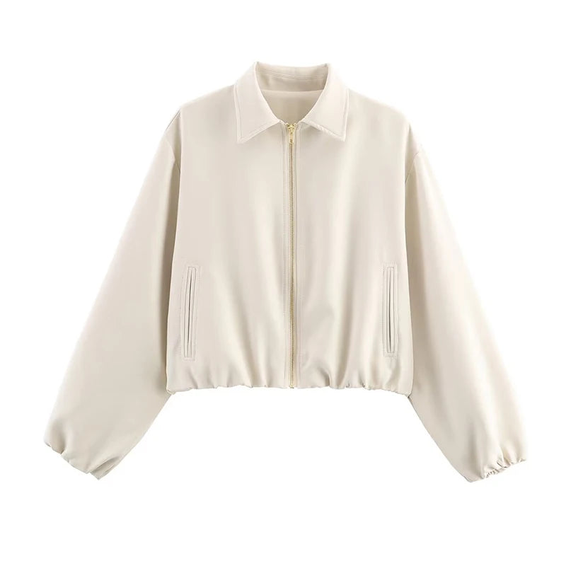 Fashion Short Jackets Coats For Women Turn-down Collar Long Sleeve Coats Casual Female Outerwear Chic Tops