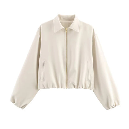 Fashion Short Jackets Coats For Women Turn-down Collar Long Sleeve Coats Casual Female Outerwear Chic Tops