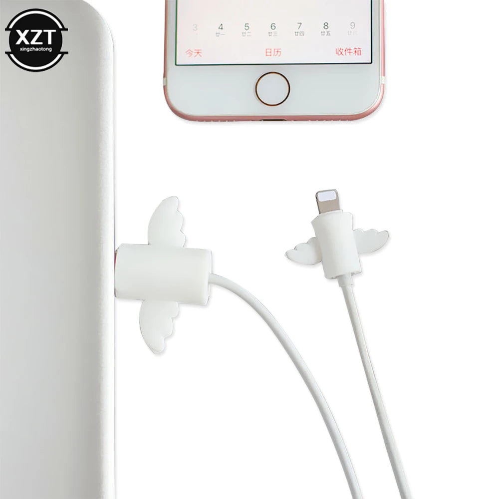 Cute Angel Wings Cool Bat Cable Protector Sleeve Anti-Breaking Charging Data Line Protector for iPhone Original Cable Winder