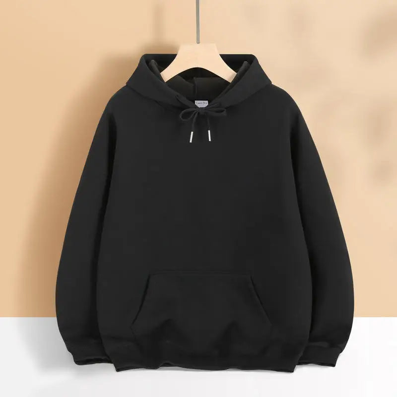 Sweater Loose Men's and Women's New Casual Solid Color Thickened Coat Autumn and Winter Hooded Sweater Simple
