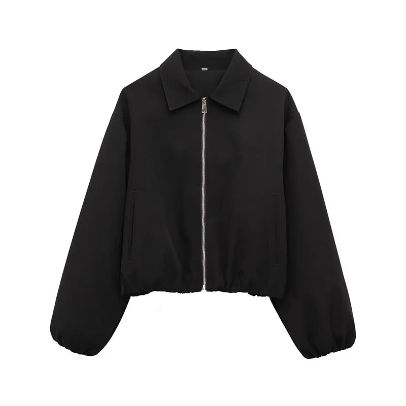 Fashion Short Jackets Coats For Women Turn-down Collar Long Sleeve Coats Casual Female Outerwear Chic Tops