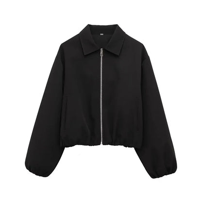 Fashion Short Jackets Coats For Women Turn-down Collar Long Sleeve Coats Casual Female Outerwear Chic Tops
