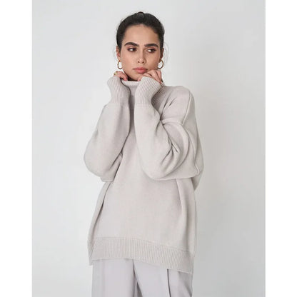 Sweater Women Solid Color Turtleneck Sweater Autumn and Winter Comfortable Loose Classic All-match Temperament Pullover Sweater