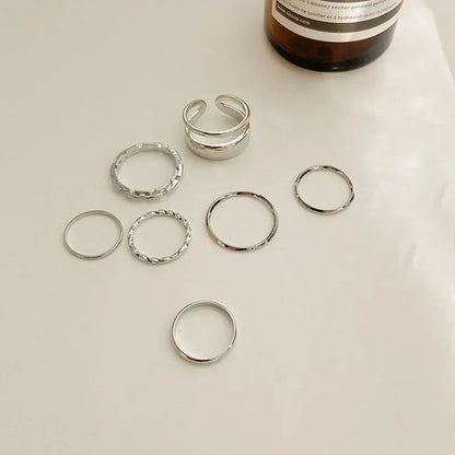 7pcs Ring set Instagram Hip Hop Style Adjustable Index Finger Joint Ring Style Retro Punk Style Men's and Women's Ring Set