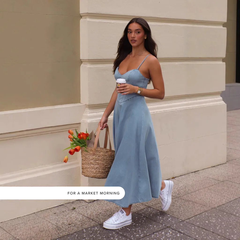 Fashion Spaghetti Strap Jean Womens  Dresses Summer Fashion Casual Beach  A Line Dress Women Clothes Party Holiday Vestidos
