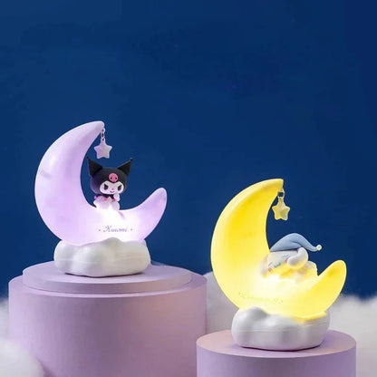 Moon Night Light Cinnamoroll Kuromi Melody LED Light-emitting Ornaments USB Interface Desktop Decoration