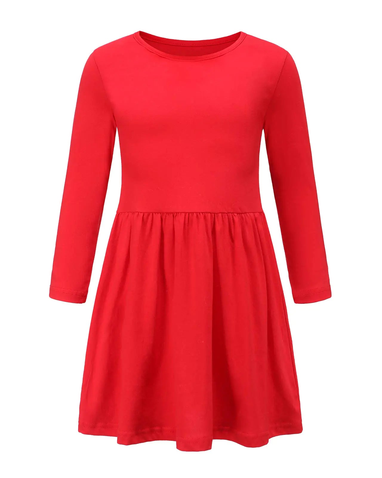 Girls Long Sleeve Dress for Kids Girls Casual Dresses Twirly A Line Skater Dress for School Party Red Size 8/6-8
