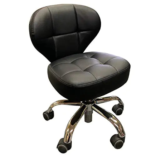 VTD Nail Stool Bar Spa Salon Pedicure Short Chair Adjustable 13.5 to 15.5 Black/Cappuccino/Creme (Black)