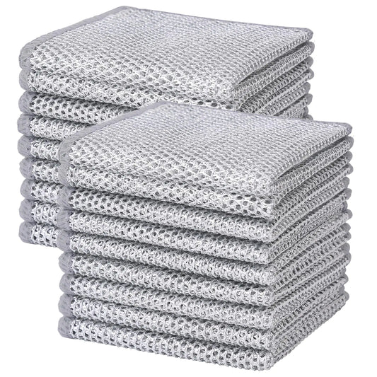 Homaxy 18 Pack Multipurpose Wire Dishwashing Rag Double-Layer Steel Non Scratch Wire Dishcloth Powerful Cleaning Wire Washing Cloth for Kitchen