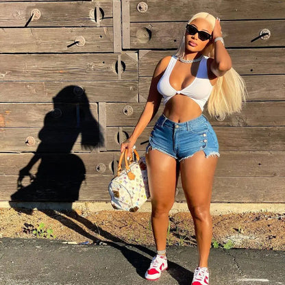 Sexy Elastic Denim Shorts for Women