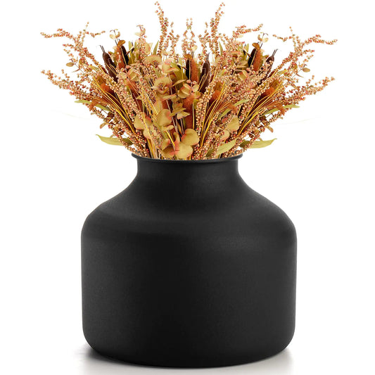 Goaste Metal Matte Flower Vase Small Black Vase for Flowers 6.5 Inch Tall Iron Frosted Flower Arranging Vase for Table Centerpiece Home Shelf Office Garden Decor Black