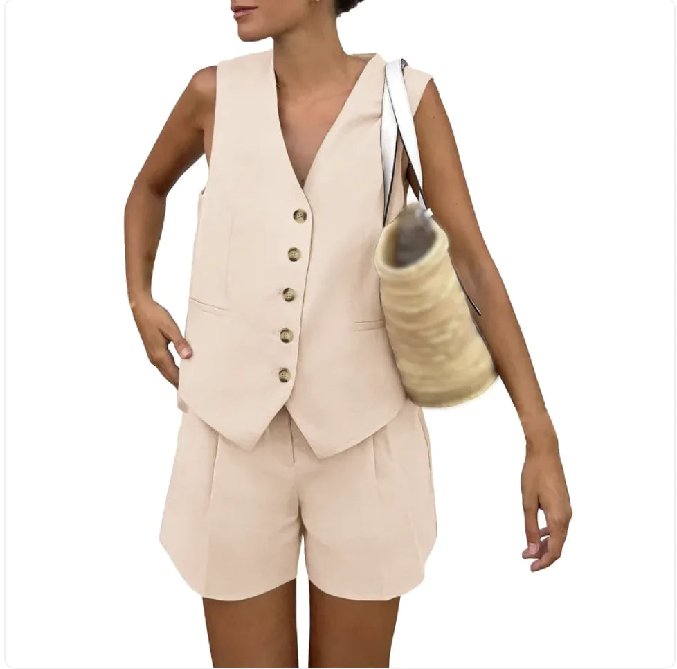 Sleeveless Vest Shorts Casual Suit