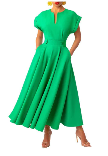 Retro Elegance V-neck Waist-tight Dress