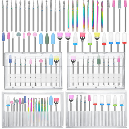 47 Pcs Nail Drill Bits Sets 3/32 Inch Electric Diamond Ceramic Acrylic Gel Nail Bit Kit Nail Supplies Carbide Cuticle Bit for Nail Drill Remover Bits for Home Salon Gel Nails Manicure Pedicure Tools