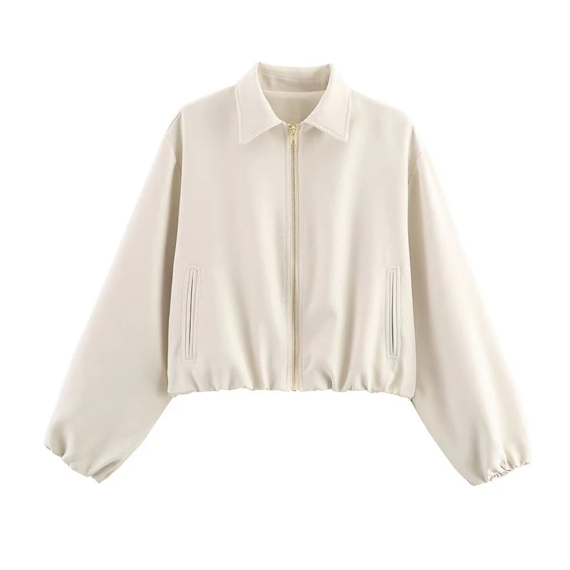 Fashion Short Jackets Coats For Women Turn-down Collar Long Sleeve Coats Casual Female Outerwear Chic Tops