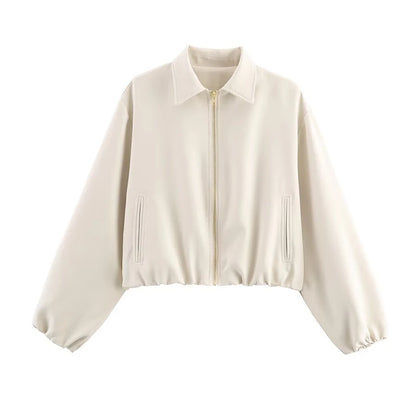Fashion Short Jackets Coats For Women Turn-down Collar Long Sleeve Coats Casual Female Outerwear Chic Tops